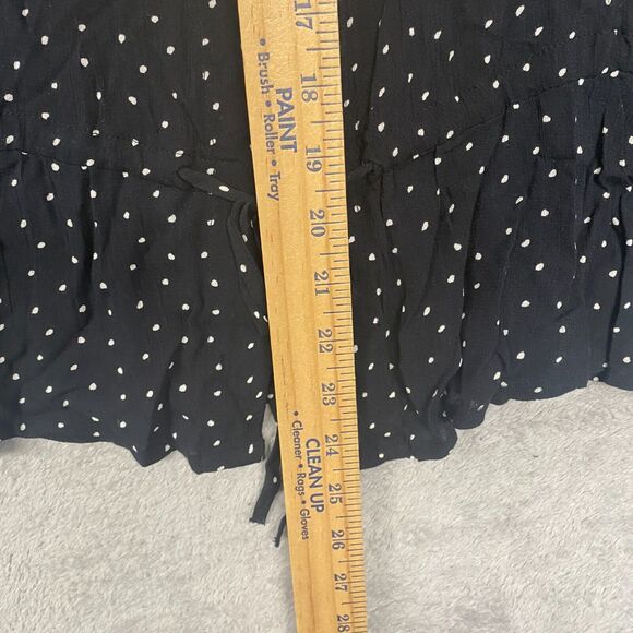 Lucky Brand Shirt Womens Small Black Polka Dot Popover Button Tie Waist - Picture 3 of 7